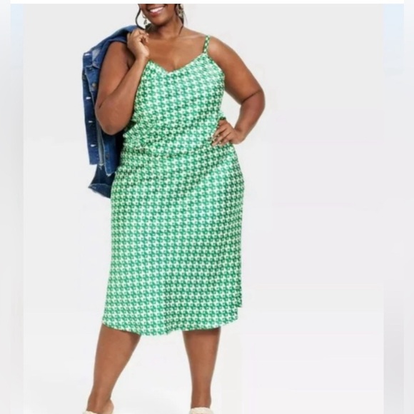 NWT AVA & VIV Cowl Slip Geo Green and White - Picture 2 of 3